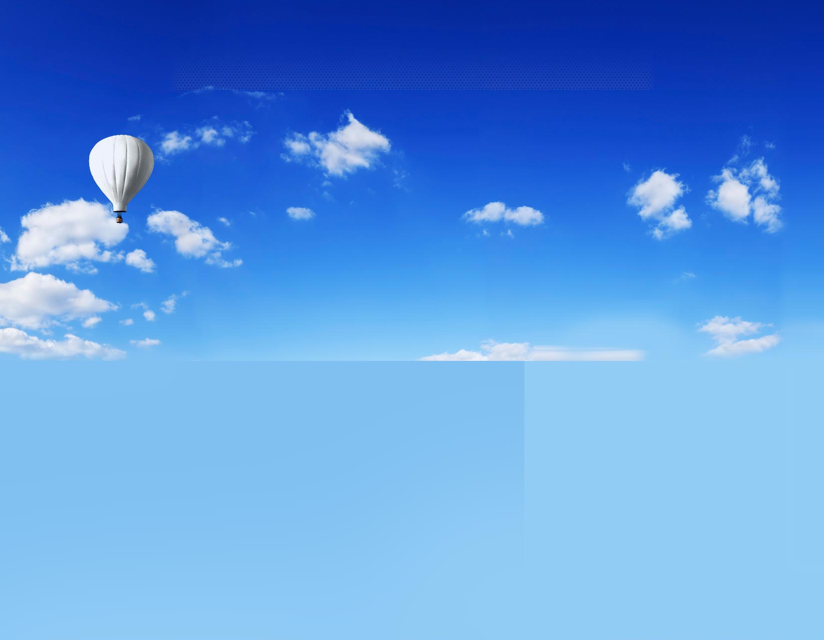 White hot air balloon drifting across a wide blue sky with soft scattered clouds, calm and open